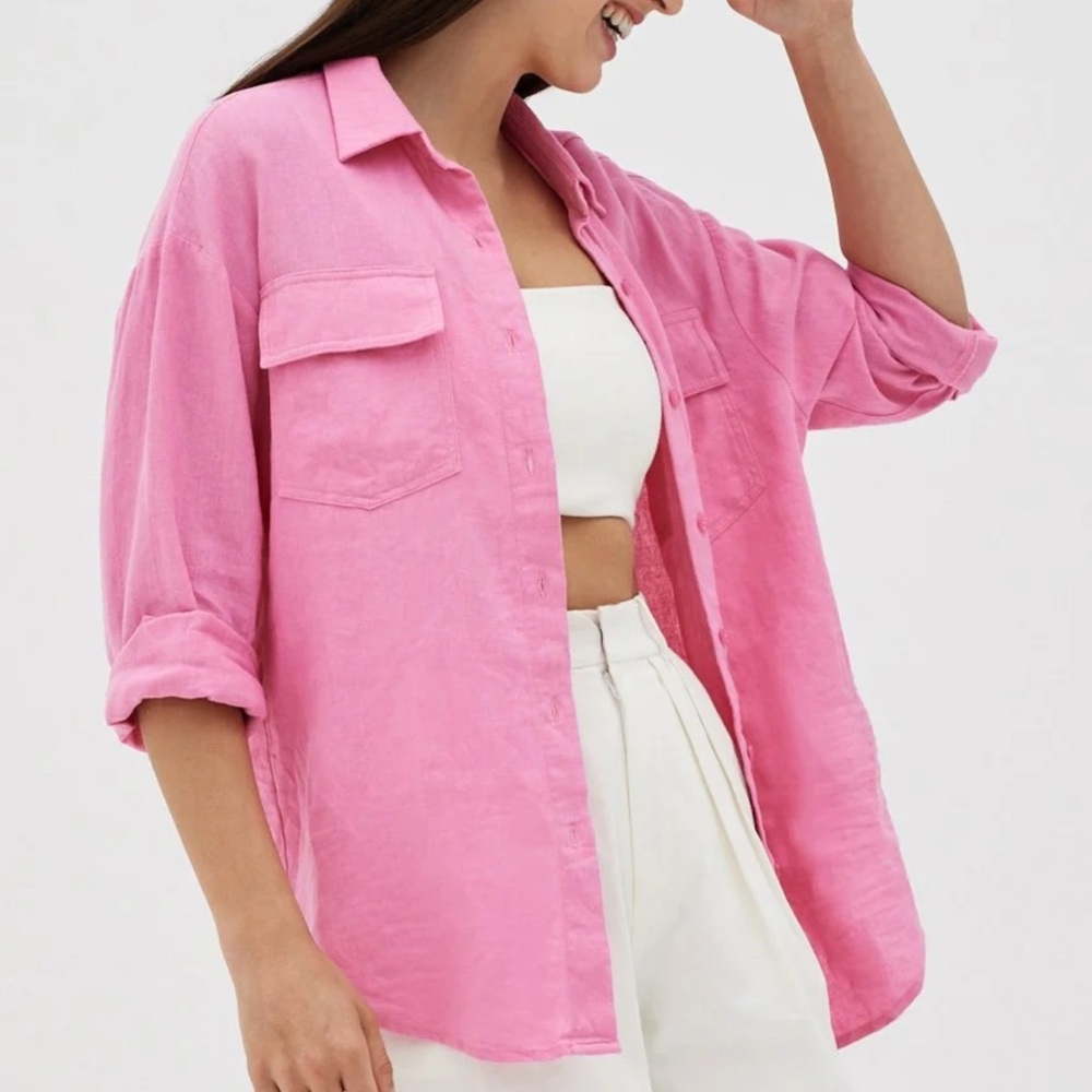 Pink Women's Button-Up Shirt
